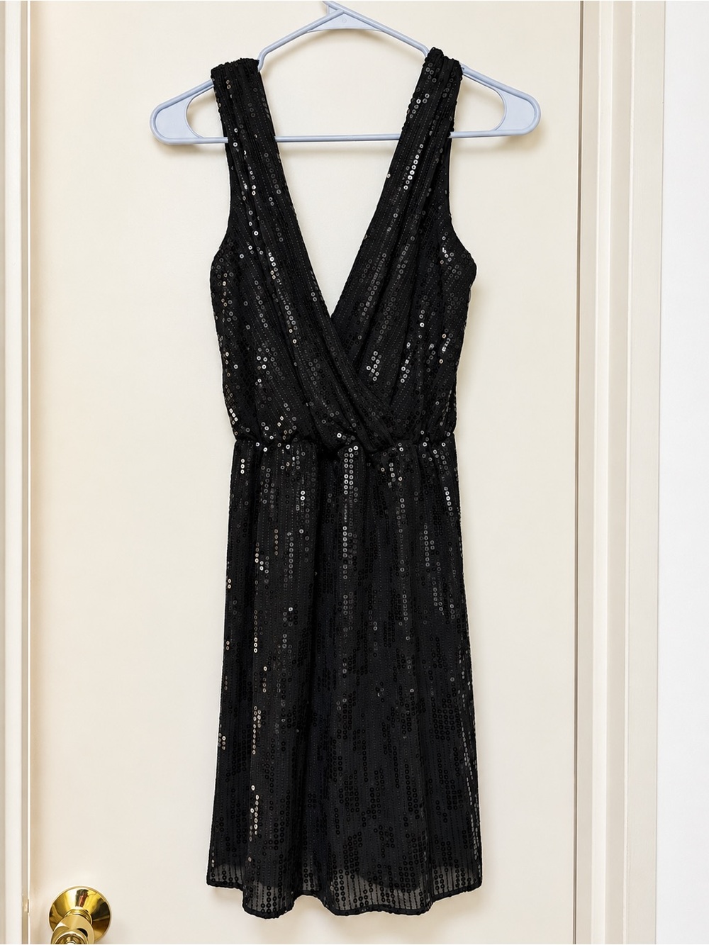 Express Black Sequin V-Neck Mini Dress